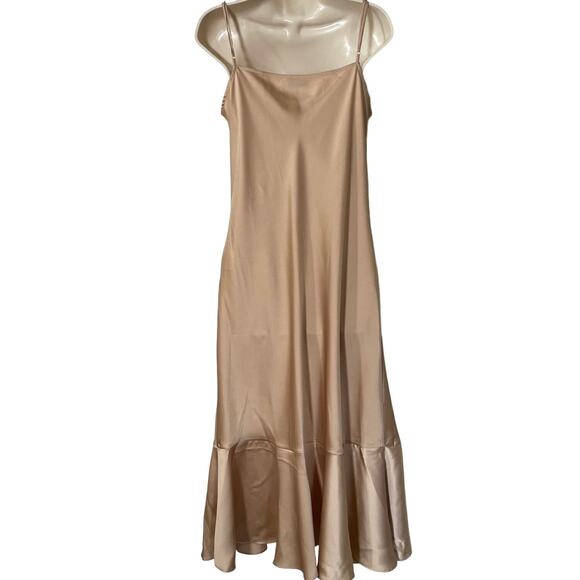 Lattelier Gorgeous Slip Cami Midi Dress, Nude poly Satin, Size Medium, NWOT - Picture 4 of 6
